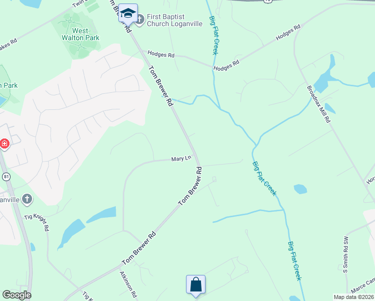 map of restaurants, bars, coffee shops, grocery stores, and more near 3327 Tom Brewer Road in Loganville