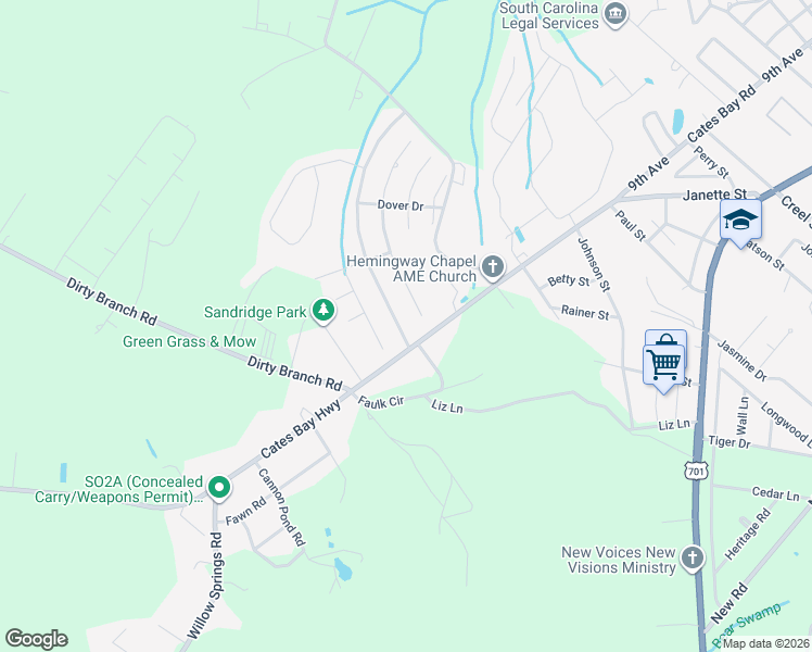 map of restaurants, bars, coffee shops, grocery stores, and more near 1005 Dunraven Court in Conway