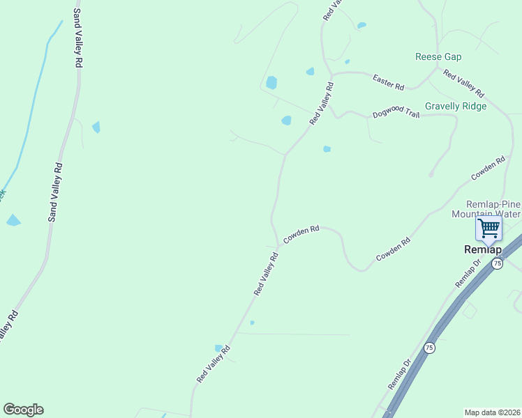 map of restaurants, bars, coffee shops, grocery stores, and more near 3409 Red Valley Road in Remlap