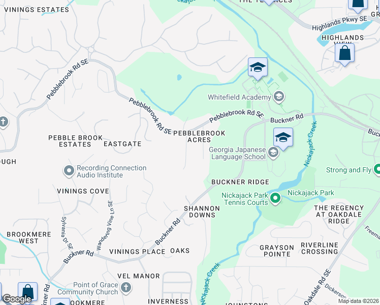 map of restaurants, bars, coffee shops, grocery stores, and more near 5511 Valley Brook Road Southeast in Mableton