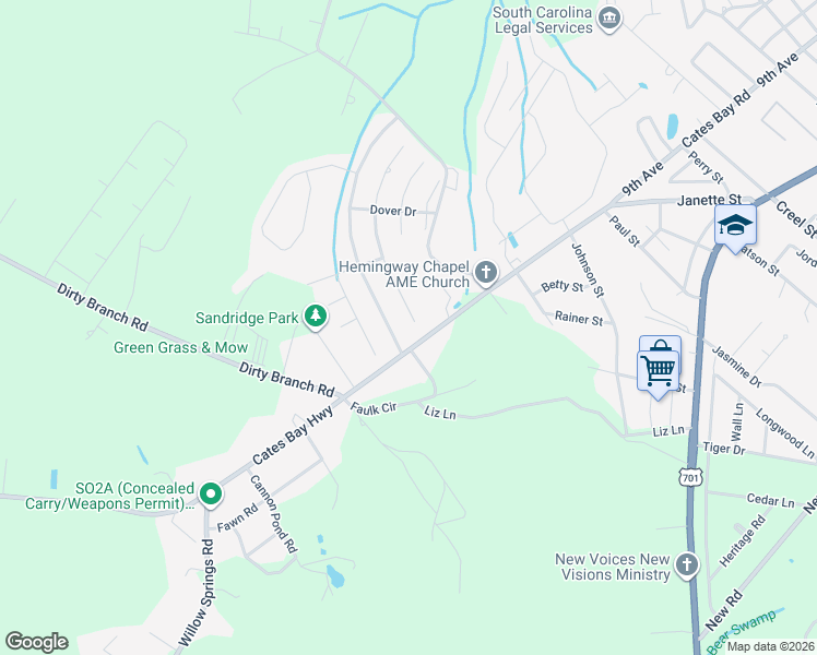 map of restaurants, bars, coffee shops, grocery stores, and more near 1005 Dunraven Court in Conway