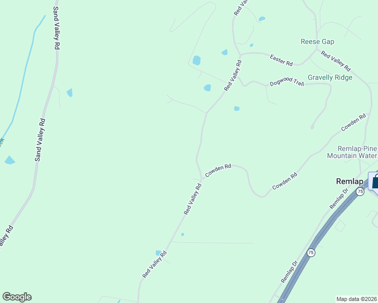 map of restaurants, bars, coffee shops, grocery stores, and more near 3409 Red Valley Road in Remlap