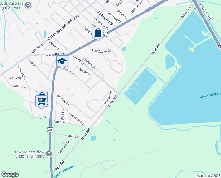 map of restaurants, bars, coffee shops, grocery stores, and more near 3000 Jasmine Drive in Conway