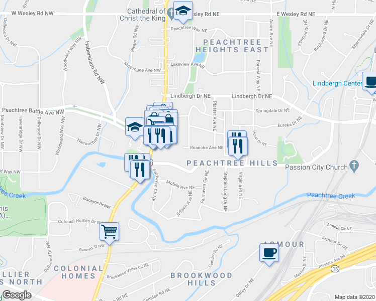 map of restaurants, bars, coffee shops, grocery stores, and more near 7 Roanoke Avenue Northeast in Atlanta