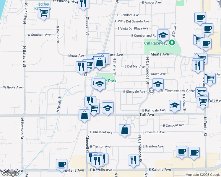 map of restaurants, bars, coffee shops, grocery stores, and more near 418 East Blueridge Avenue in Orange