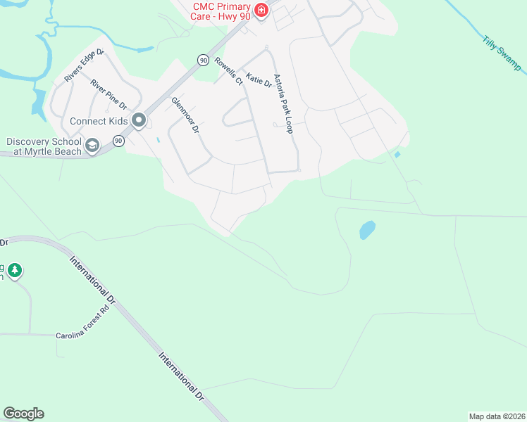 map of restaurants, bars, coffee shops, grocery stores, and more near Rowells Court in Conway