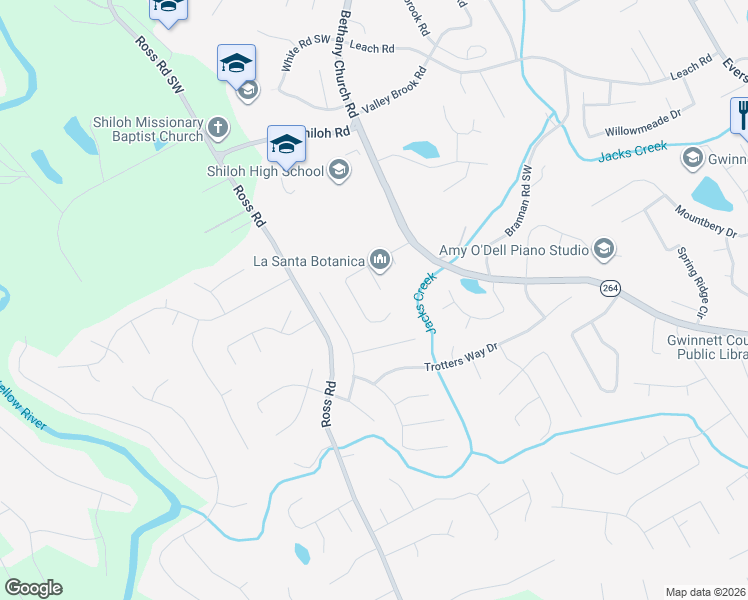 map of restaurants, bars, coffee shops, grocery stores, and more near 2738 Cane Ridge Dr in Snellville