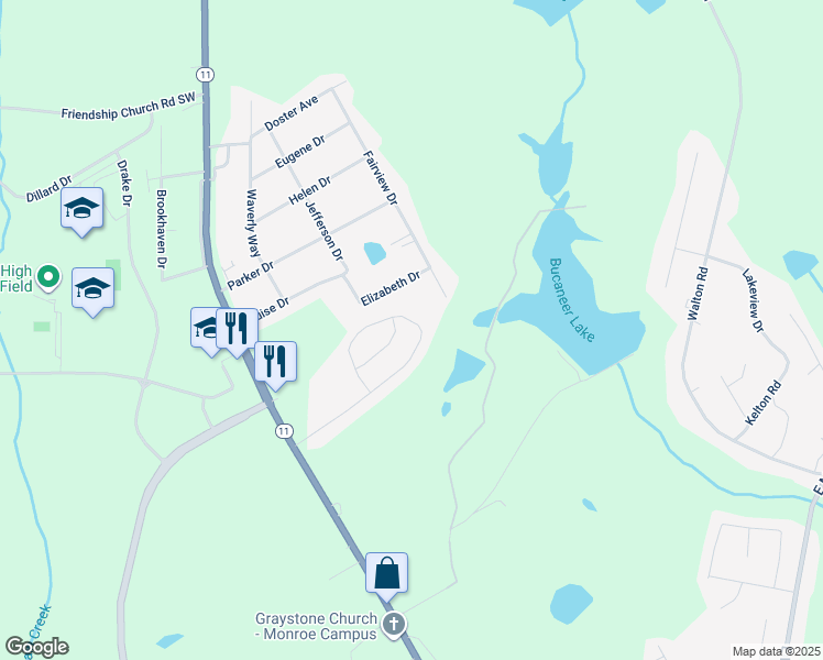 map of restaurants, bars, coffee shops, grocery stores, and more near 233 Tanglewood Drive in Monroe