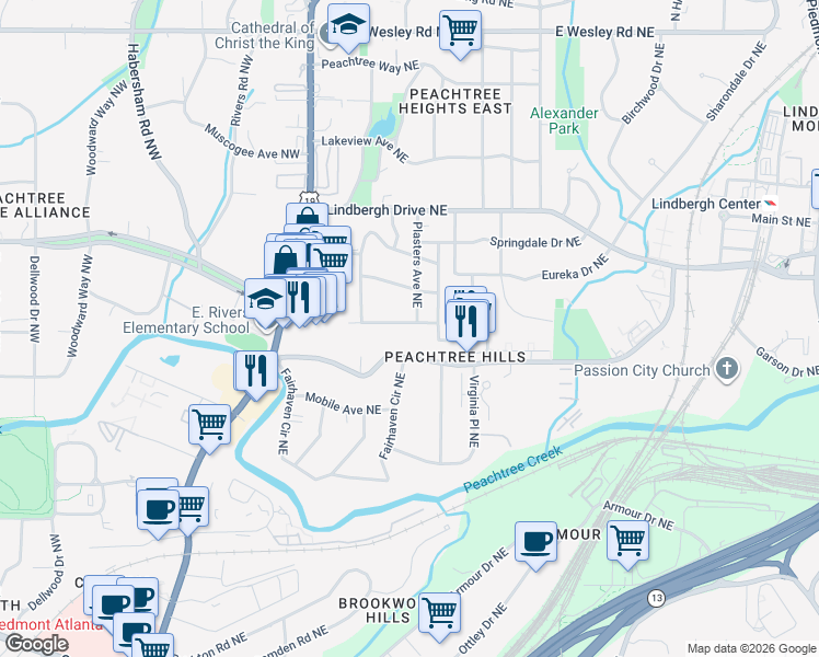 map of restaurants, bars, coffee shops, grocery stores, and more near 33 Roanoke Avenue Northeast in Atlanta