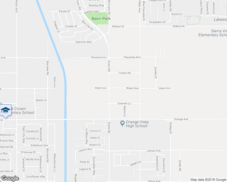 map of restaurants, bars, coffee shops, grocery stores, and more near 20760 Evans Road in Perris