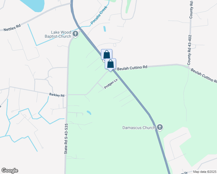 map of restaurants, bars, coffee shops, grocery stores, and more near 750 Pridgen Lane in Sumter