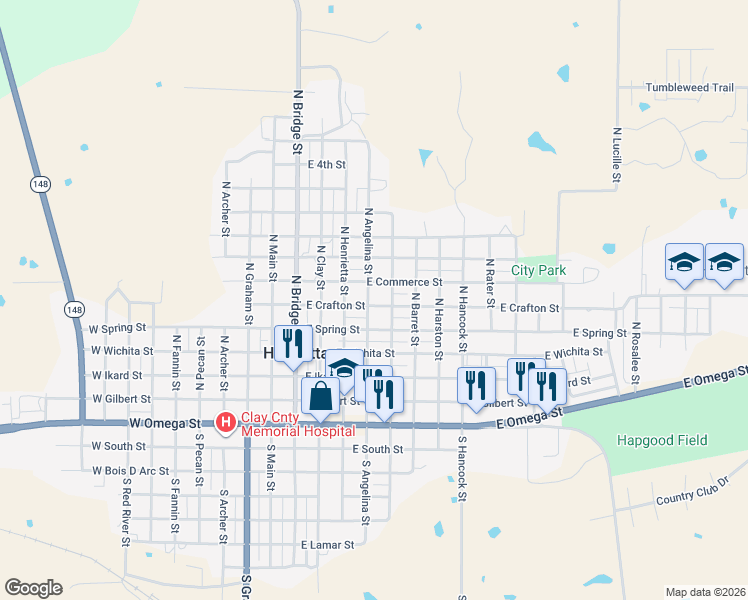 map of restaurants, bars, coffee shops, grocery stores, and more near 402 East Crafton Street in Henrietta