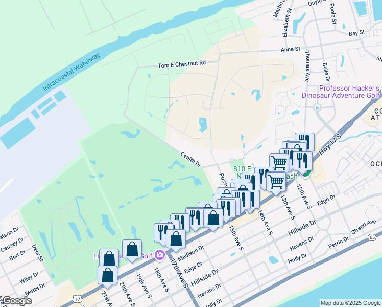 map of restaurants, bars, coffee shops, grocery stores, and more near 1400 Cenith Street in North Myrtle Beach