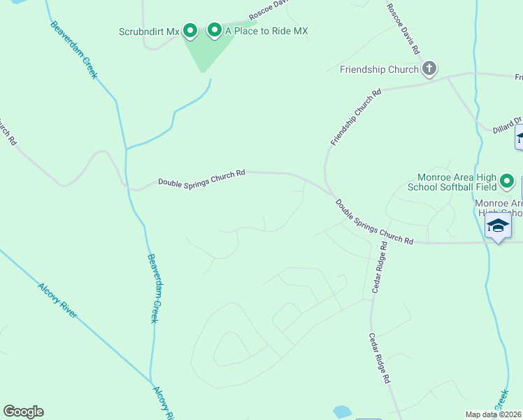 map of restaurants, bars, coffee shops, grocery stores, and more near 1406 Morgans Bluff in Monroe