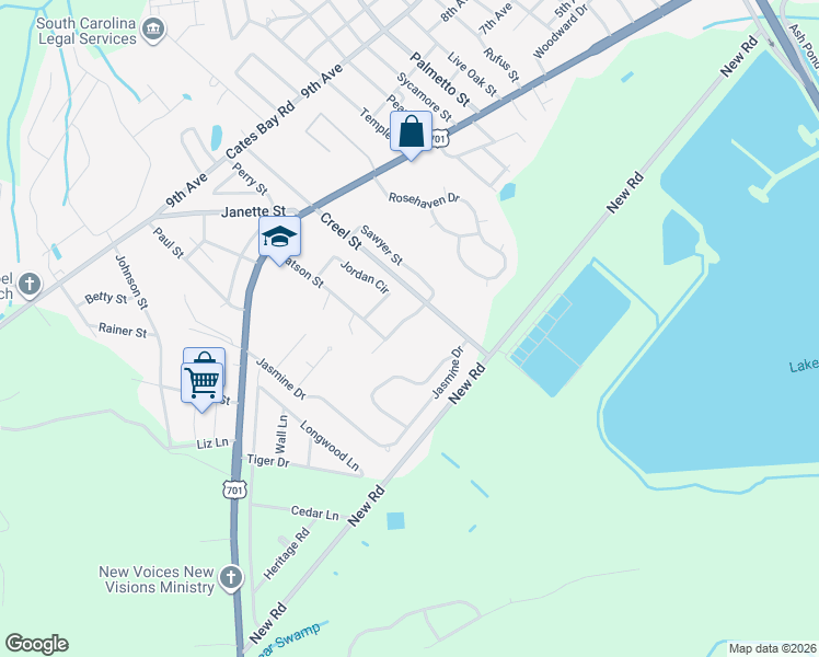 map of restaurants, bars, coffee shops, grocery stores, and more near 3007 Sawyer Street in Conway