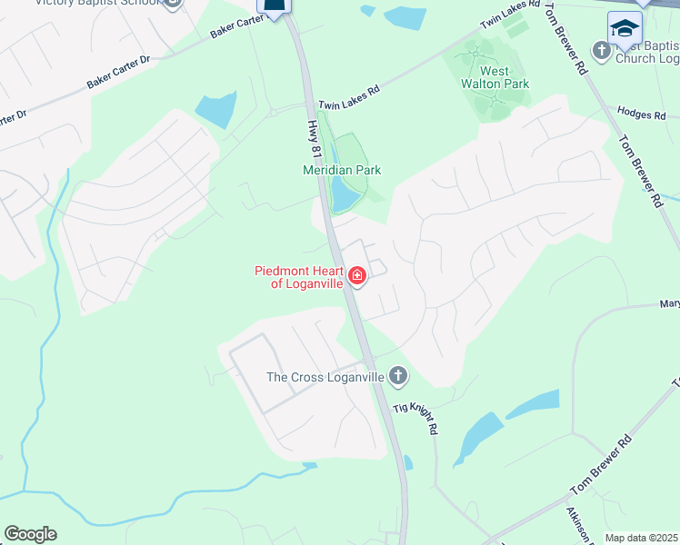 map of restaurants, bars, coffee shops, grocery stores, and more near 3460 Highway 81 in Loganville