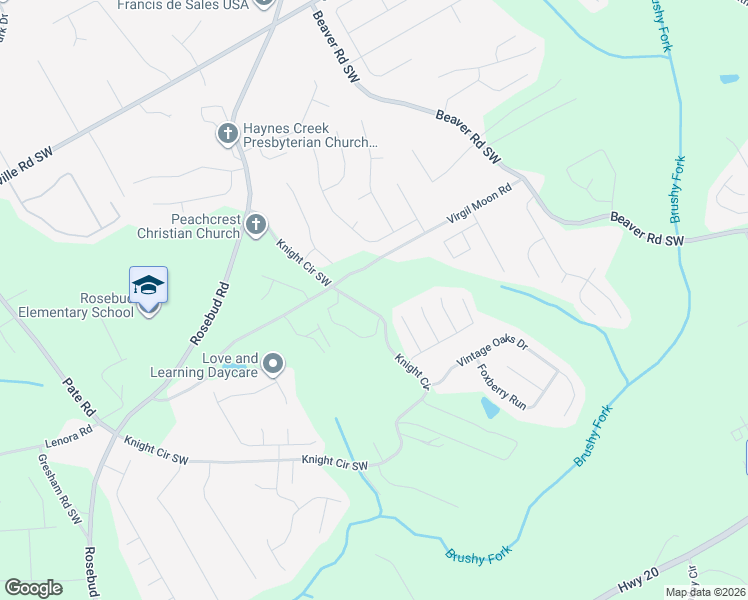 map of restaurants, bars, coffee shops, grocery stores, and more near 1520 Knight Circle in Loganville