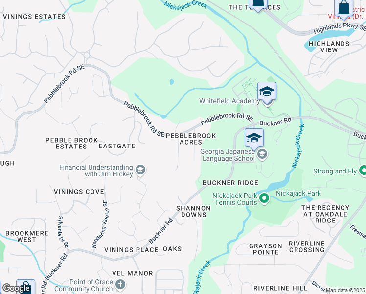 map of restaurants, bars, coffee shops, grocery stores, and more near 5491 Valley Brook Road Southeast in Mableton