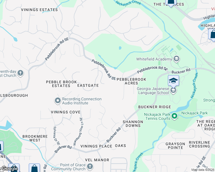 map of restaurants, bars, coffee shops, grocery stores, and more near 5394 Highland Pine Lane in Mableton
