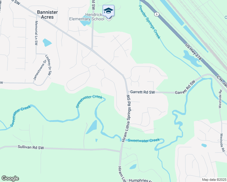 map of restaurants, bars, coffee shops, grocery stores, and more near 4093 Sweetsprings Terrace Southwest in Powder Springs