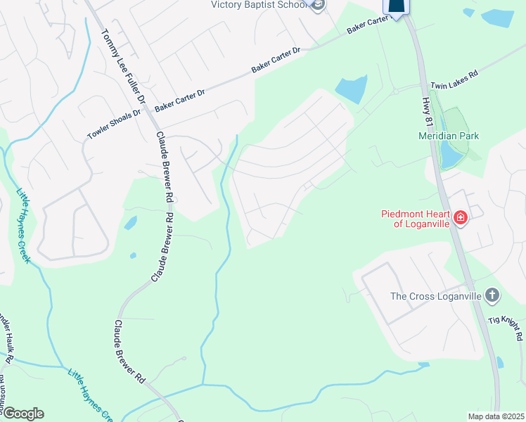 map of restaurants, bars, coffee shops, grocery stores, and more near 406 Westmarch Circle in Loganville