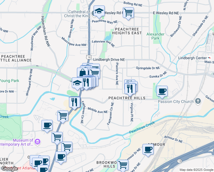 map of restaurants, bars, coffee shops, grocery stores, and more near 7 Roanoke Avenue Northeast in Atlanta
