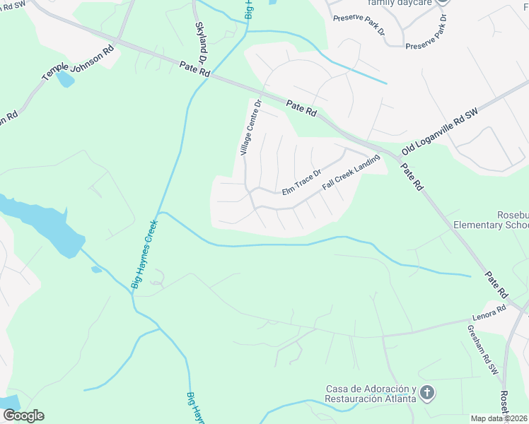 map of restaurants, bars, coffee shops, grocery stores, and more near 2462 Fall Creek Landing in Loganville