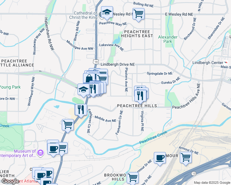 map of restaurants, bars, coffee shops, grocery stores, and more near 7 Roanoke Avenue Northeast in Atlanta