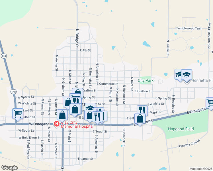 map of restaurants, bars, coffee shops, grocery stores, and more near 402-498 East Crafton Street in Henrietta
