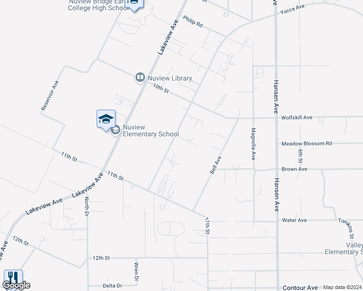 map of restaurants, bars, coffee shops, grocery stores, and more near in Nuevo