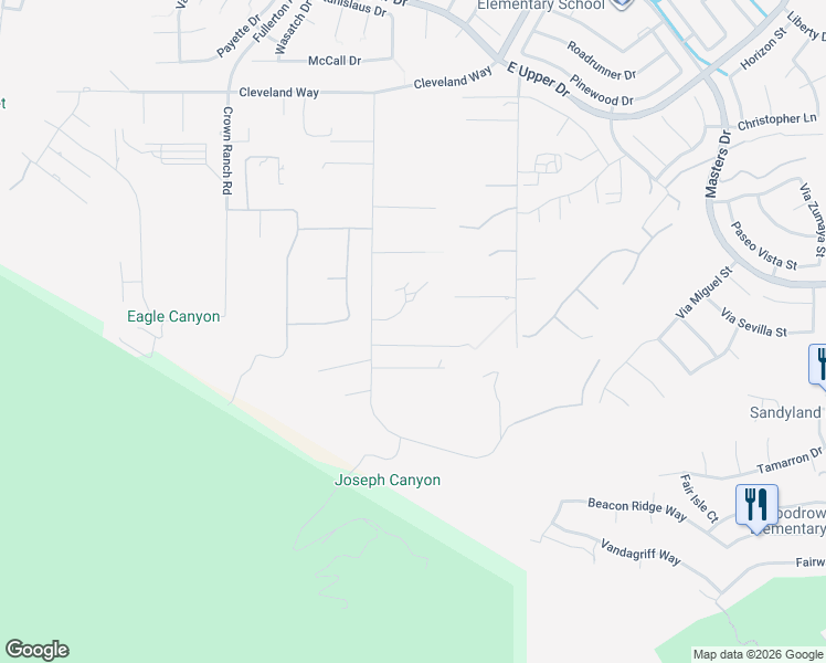 map of restaurants, bars, coffee shops, grocery stores, and more near 1127 Casper Circle in Corona