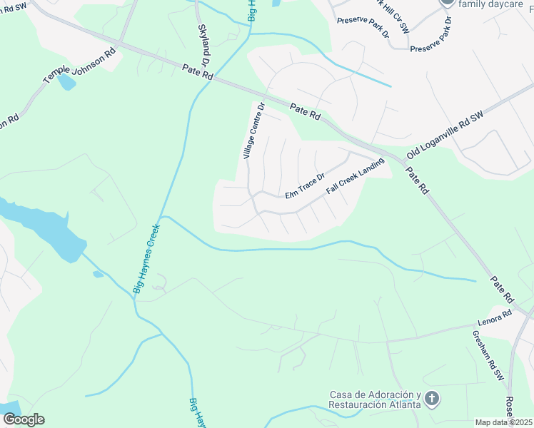 map of restaurants, bars, coffee shops, grocery stores, and more near 2462 Fall Creek Landing in Loganville