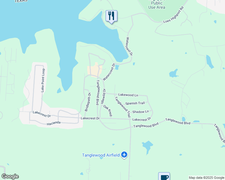 map of restaurants, bars, coffee shops, grocery stores, and more near 953 Tanglewood Trail in Pottsboro