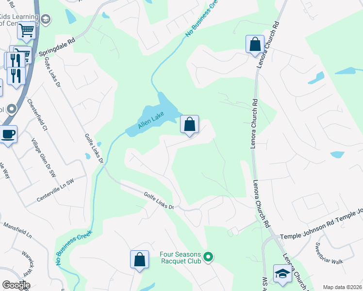 map of restaurants, bars, coffee shops, grocery stores, and more near 3422 Sandwedge Court in Snellville