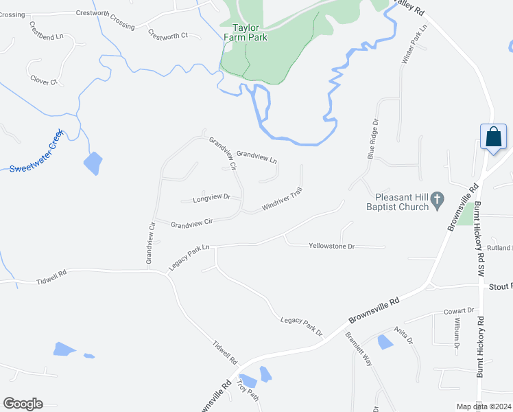 map of restaurants, bars, coffee shops, grocery stores, and more near 67 Windriver Trail in Powder Springs