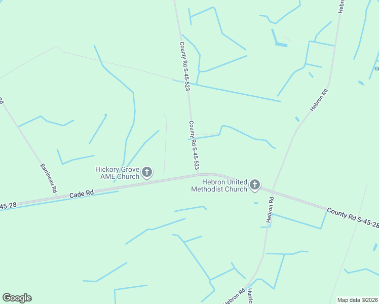 map of restaurants, bars, coffee shops, grocery stores, and more near 76 County Road S-45-523 in Cades