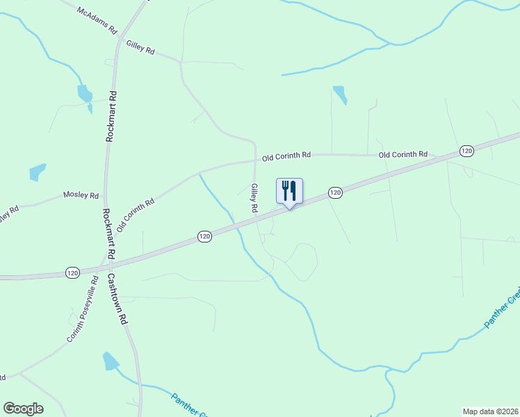 map of restaurants, bars, coffee shops, grocery stores, and more near 7344 Georgia 120 in Buchanan