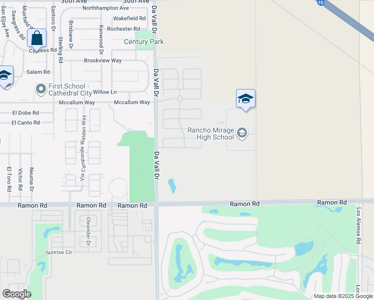 map of restaurants, bars, coffee shops, grocery stores, and more near 226 Via Firenza in Rancho Mirage