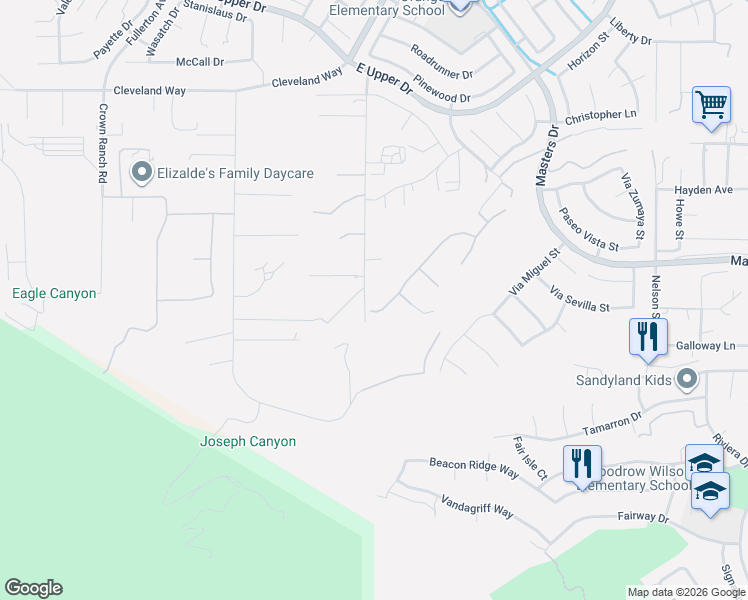 map of restaurants, bars, coffee shops, grocery stores, and more near 4150 Lester Avenue in Corona
