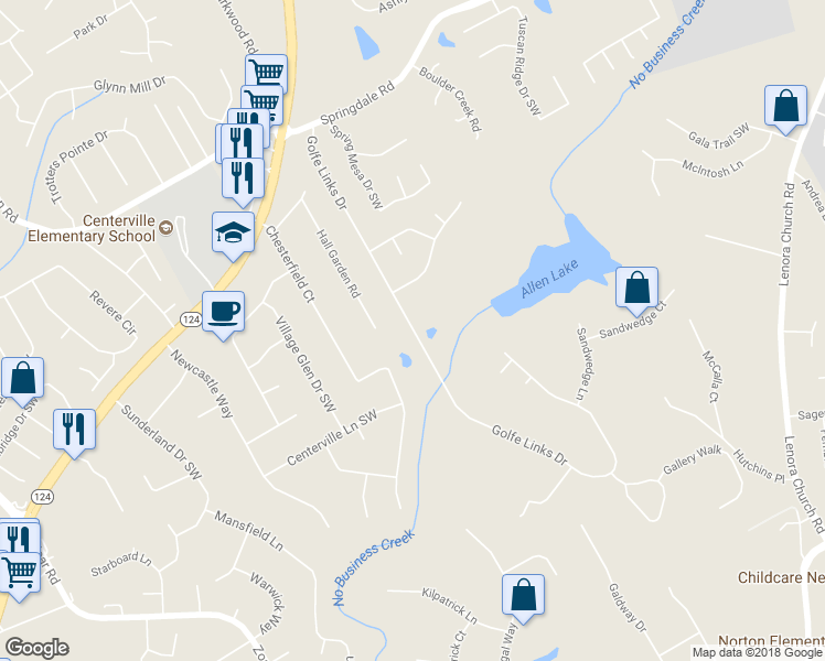 map of restaurants, bars, coffee shops, grocery stores, and more near 3777 Golfe Links Drive in Snellville
