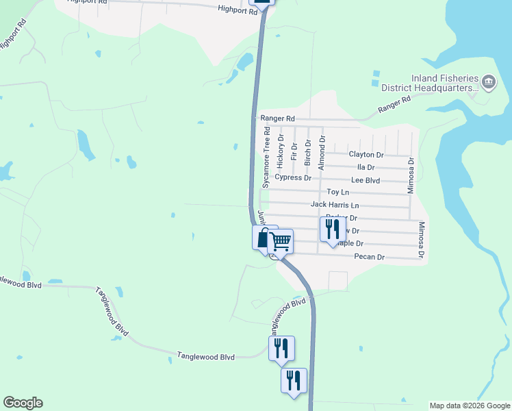 map of restaurants, bars, coffee shops, grocery stores, and more near 82343 Texas 289 in Pottsboro