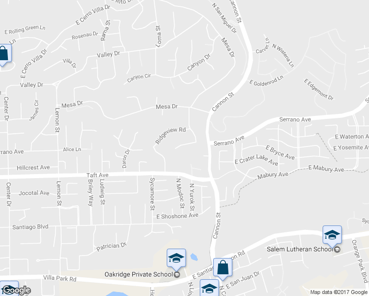 map of restaurants, bars, coffee shops, grocery stores, and more near 9772 Crestview Circle in Villa Park