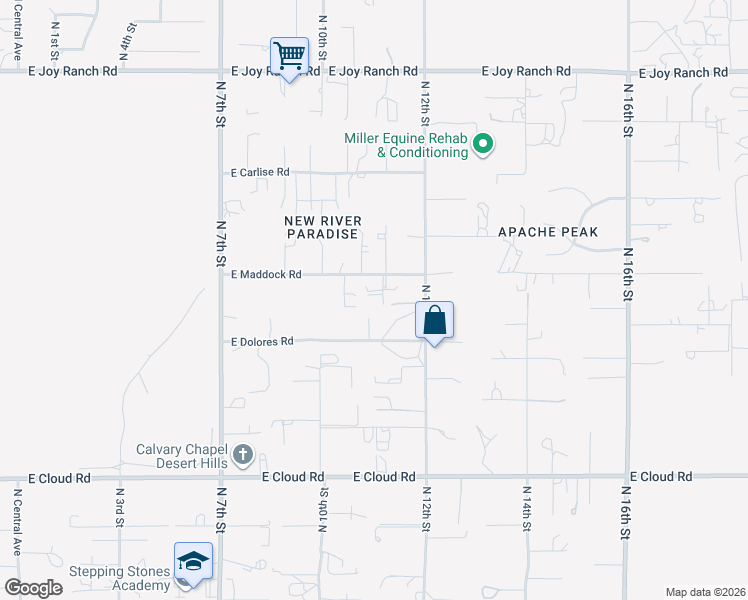 map of restaurants, bars, coffee shops, grocery stores, and more near 1045 East Maddock Road in Phoenix
