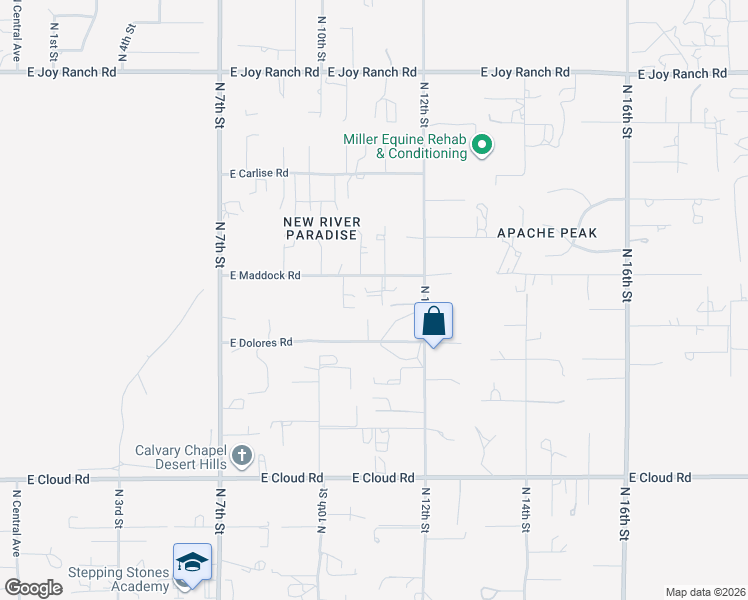 map of restaurants, bars, coffee shops, grocery stores, and more near 1045 East Maddock Road in Phoenix