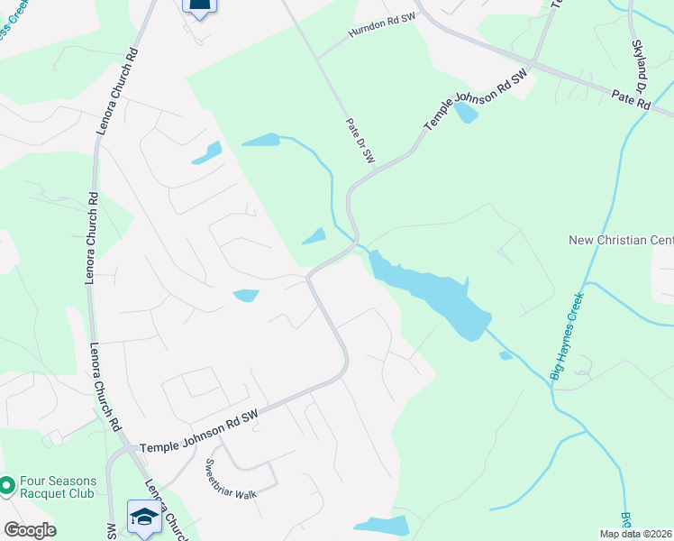 map of restaurants, bars, coffee shops, grocery stores, and more near 2618 Temple Johnson Road in Snellville