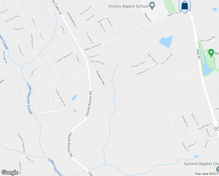 map of restaurants, bars, coffee shops, grocery stores, and more near 231 Evergreen Way in Loganville