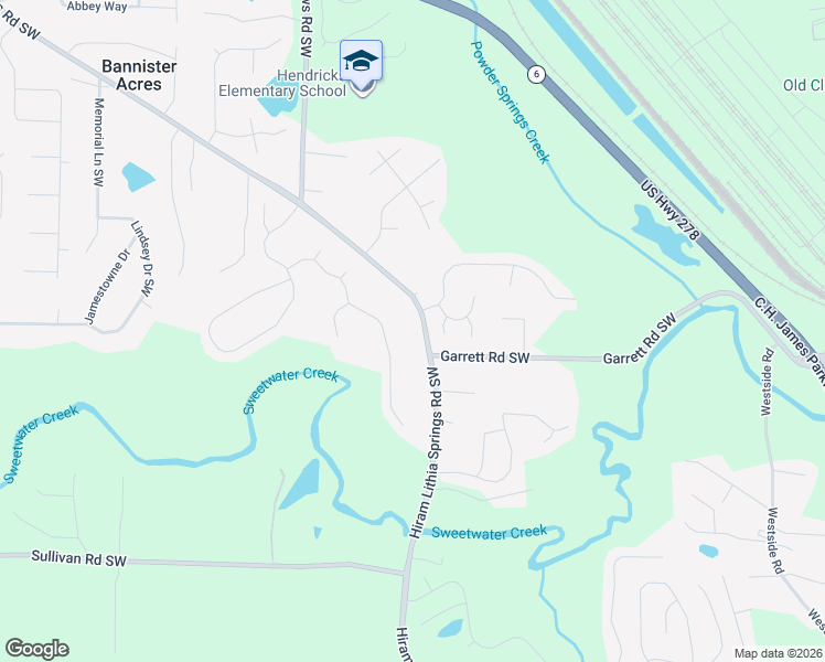 map of restaurants, bars, coffee shops, grocery stores, and more near 5550 Pemrock Court in Powder Springs