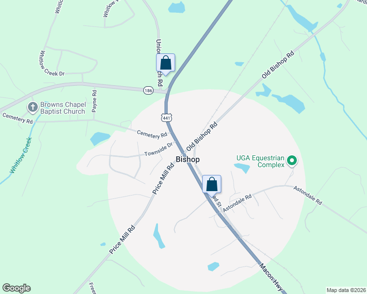 map of restaurants, bars, coffee shops, grocery stores, and more near 5010 Macon Highway in Bishop