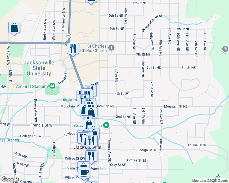 map of restaurants, bars, coffee shops, grocery stores, and more near 400 3rd Avenue Northeast in Jacksonville