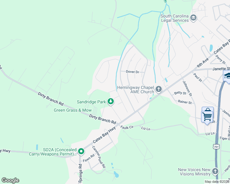 map of restaurants, bars, coffee shops, grocery stores, and more near 1053 Cadbury Court in Conway